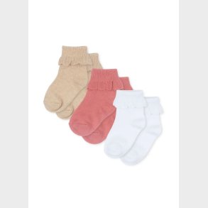 Konges Sljd - 3 pak strmper - sand/optic white/raspberry