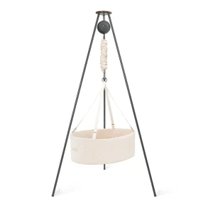 Moonboon Bundle - Vugge Nature Oval, Vuggemotor Connect Premium Grey og Stativ Grey