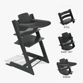 Tripp Trapp� H�jstol Black + Babyset Black+ Bakke Black
