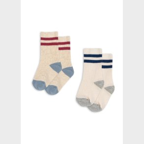 Konges Sljd - 2 pak rib strmper - off white/multi strip