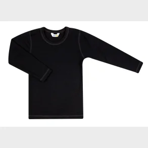 JOHA - Bluse Uld/Bomuld Sort