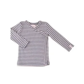 Lana - sl-om bluse - kologisk - rosa/gr stribet