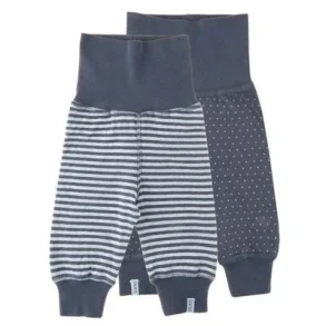 Lana Organic - Vendbare bukser - mrk/lys bl strib eller prik