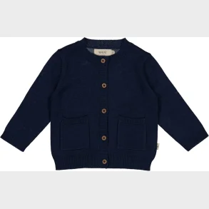Wheat - Cardigan Strik 100% Merino Navy