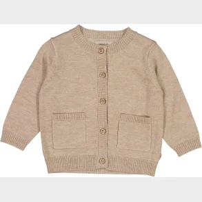 Wheat - Cardigan Strik 100% Merino Khaki Melange