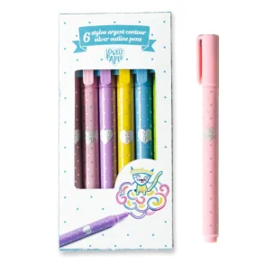 Djeco - Lovely Paper - 6 Konturpenne i slv