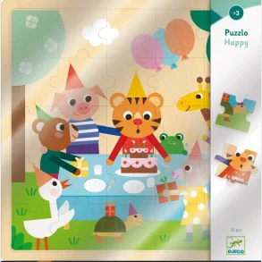 Djeco - Trpuslespil i ramme fra Djeco - Fdselsdag - Puzzlo - 25 brikker