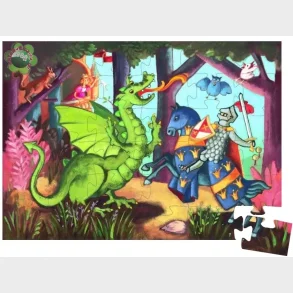 Djeco - Silhuetpuslespil - Rideren og dragen - 36 brikker