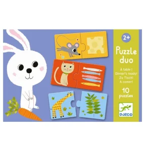 Djeco Puzzle Duo - Lrespil Hvem spiser hvad
