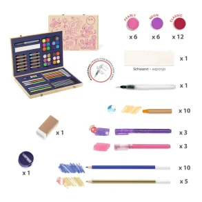 Djeco - Kreativ farver - Kuffert med glimmer farver