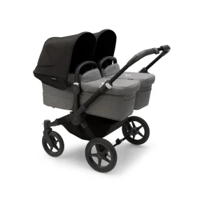 Bugaboo Donkey5 Twin - Midnight Black Stel - Grey Melange Bund - Midnight Black Kaleche 