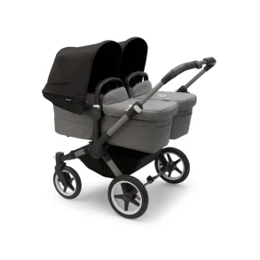 Bugaboo Donkey5 Twin - Graphite Stel - Grey Melange Bund - Midnight Black Kaleche 