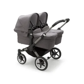 Bugaboo Donkey5 Twin - Graphite Stel - Grey Melange Bund - Grey Melange Kaleche 