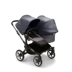 Bugaboo Donkey5 Duo - Graphite Stel - Grey Melange Bund - Stormy Blue Kaleche 