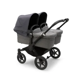 Bugaboo Donkey5 Twin - Midnight Black Stel - Grey Melange Bund - Stormy Blue Kaleche 