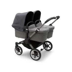 Bugaboo Donkey5 Twin - Graphite Stel - Grey Melange Bund - Stormy Blue Kaleche 