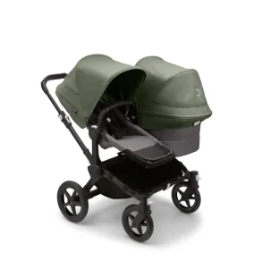 Bugaboo Donkey5 Duo - Midnight Black Stel - Grey Melange Bund - Forest Green Kaleche 