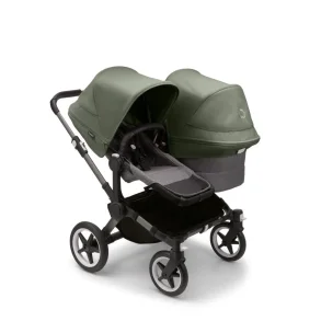 Bugaboo Donkey5 Duo - Graphite Stel - Grey Melange Bund - Forest Green Kaleche 