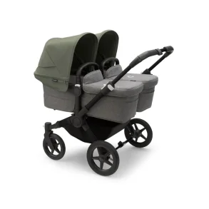 Bugaboo Donkey5 Twin - Midnight Black Stel - Grey Melange Bund - Forest Green Kaleche 
