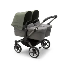Bugaboo Donkey5 Twin - Graphite Stel - Grey Melange Bund - Forest Green Kaleche 