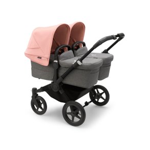 Bugaboo Donkey5 Twin - Midnight Black Stel - Grey Melange Bund - Morning Pink Kaleche 