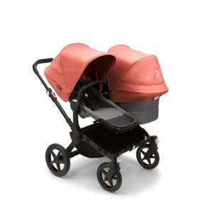 Bugaboo Donkey5 Duo - Midnight Black Stel - Grey Melange Bund - Sunrise Red Kaleche 
