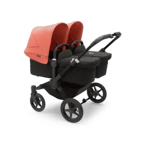 Bugaboo Donkey5 Twin - Midnight Black Stel - Midnight Black Bund - Sunrise Red Kaleche 