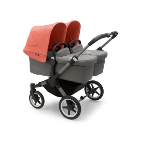 Bugaboo Donkey5 Twin - Graphite Stel - Grey Melange Bund - Sunrise Red Kaleche 