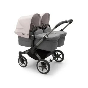 Bugaboo Donkey5 Twin - Graphite Stel - Grey Melange Bund - Misty White Kaleche 