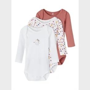 Name It - Body 3-pak Lange rmer - 100% ko-bomuld - Rose
