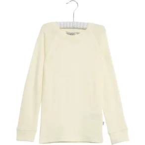 Wheat - Uld T-shirt l/ - 100% Merino Uld - Eggshell